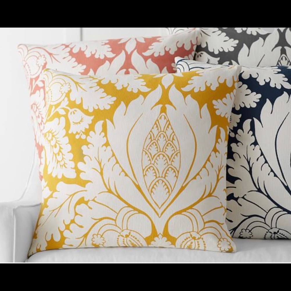 (2) Pottery Barn 24 inch damask pillow covers NWT